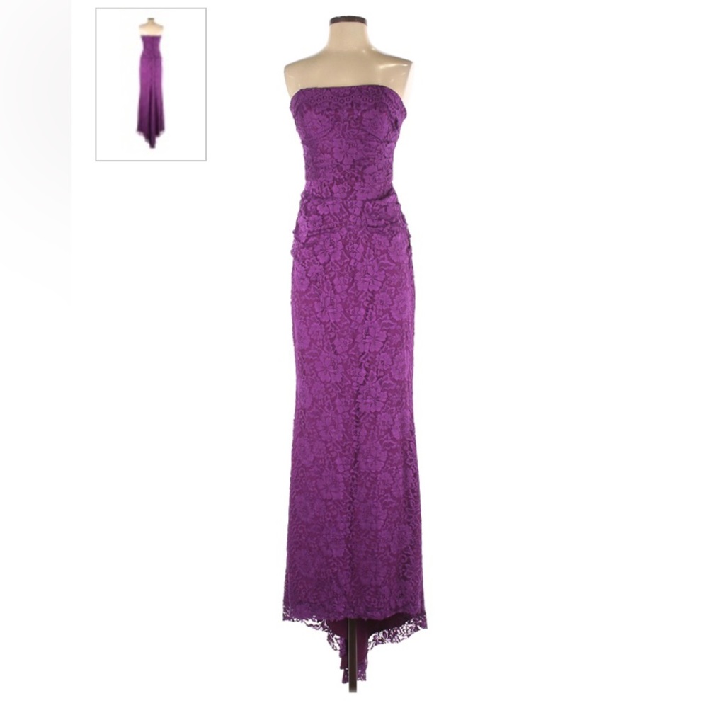 Strapless Floor Length Purple Wedding Guest Dress